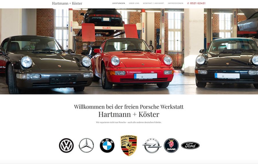 Screenshot Porsche Bielefeld Website