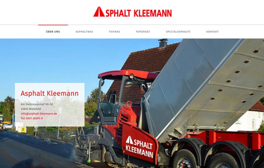 Screenshot Asphalt Kleemann Website