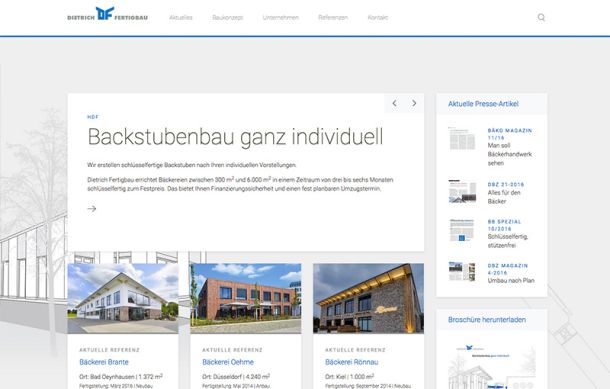 Screenshot Dietrich Fertigbau Webdesign