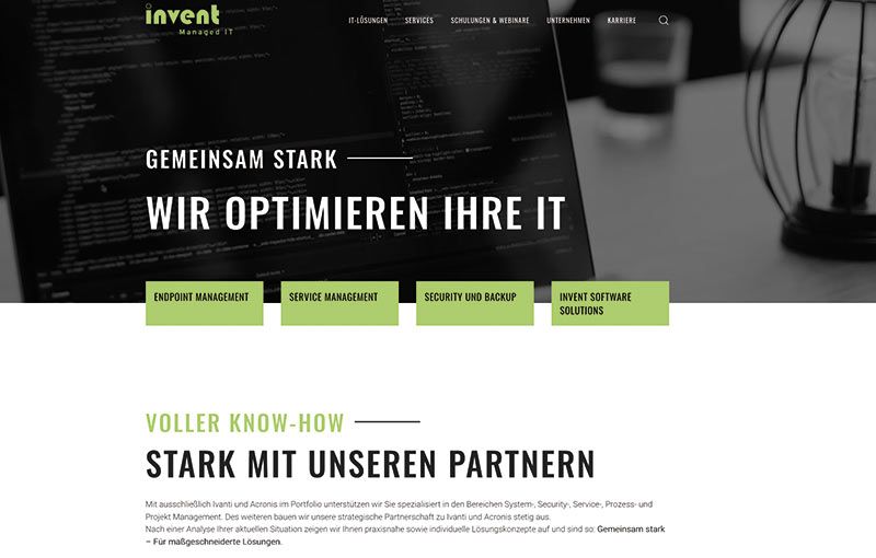 Webdesign Bielefeld für die invent AG