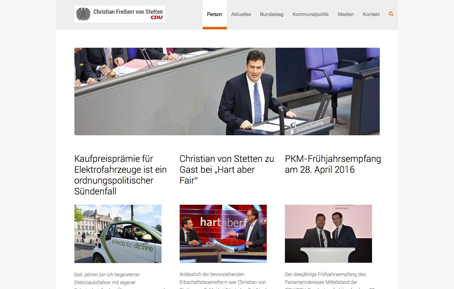 Screenshot Website Christian von Stetten