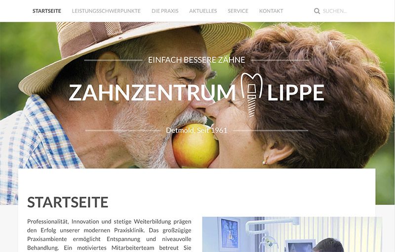 Screenshot Website Zahnzentrum Lippe 