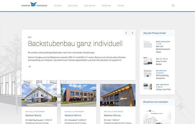 Screenshot Website Dietrich Fertigbau