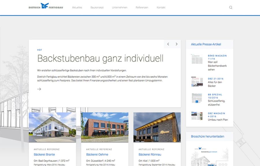 Screenshot  Dietrich Fertigbau Website