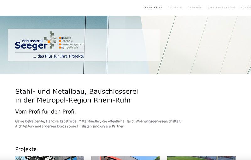 Screenshot Website  Schlosserei Seeger