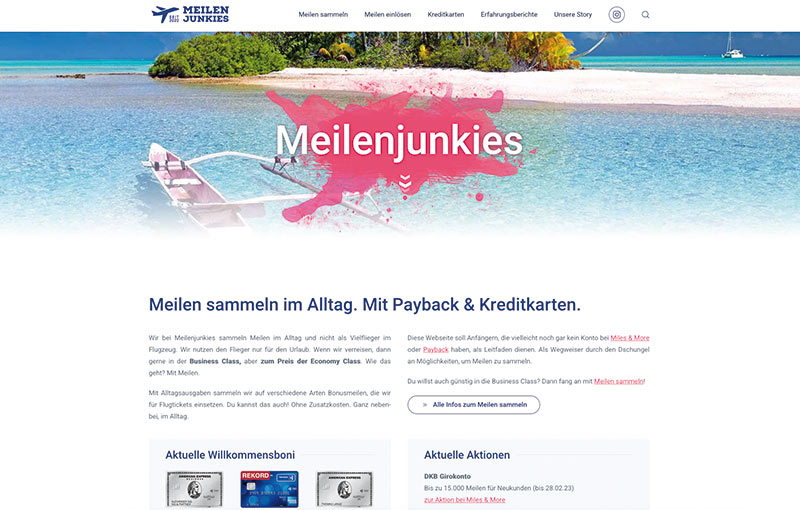 Webdesign für die Meilenjunkies