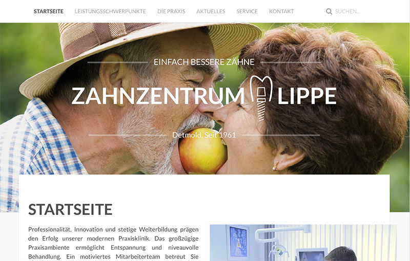 Screenshot Website Zahnzentrum Lippe 