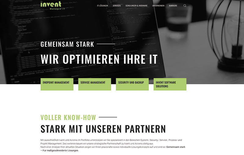 Webdesign Bielefeld f&uuml;r die invent AG