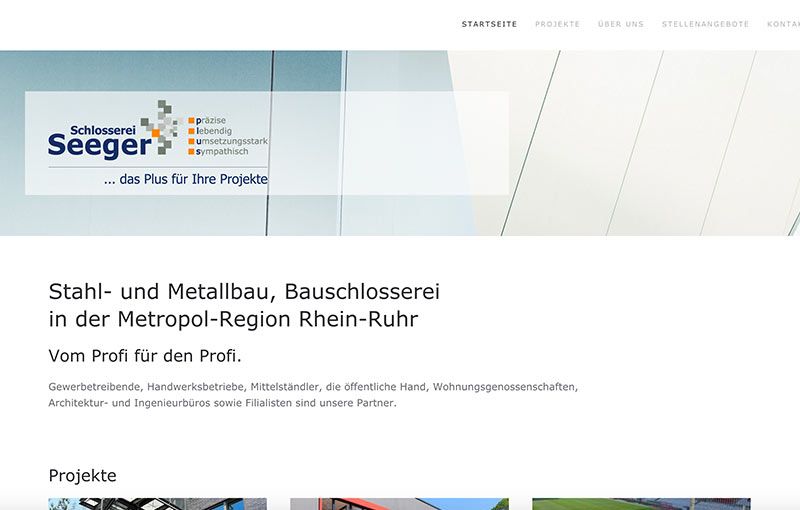 Screenshot Schlosserei Seeger Website