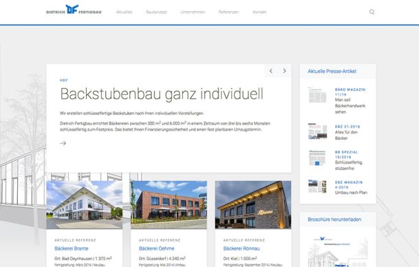 Screenshot Dietrich Fertigbau Webdesign